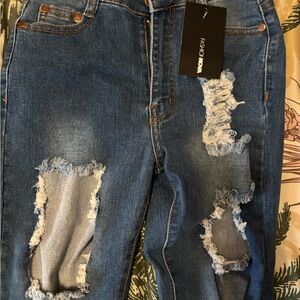 Fashion Nova Women's Distressed Blue Jeans